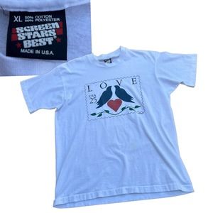 1988 USPS USA 25 Cent Lovebirds Stamp T Shirt Single Stitch / Men’s Large *